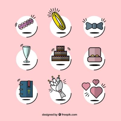 Cute Wedding Icons – Free Download, Free Stock Photo