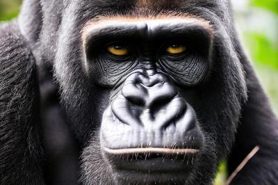 Closeup Portrait of a Wild African Gorilla with Yellow Eyes – Free Download