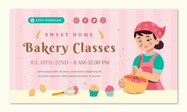 Hand Drawn Bakery Shop Webinar Template – Free Download