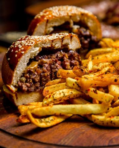 Meat Burger with French Fries – Free Stock Photo, Download for Free