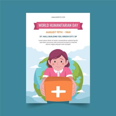 Flat Vertical Poster Template for World Humanitarian Day – Free Download