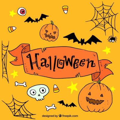 Hand Drawn Halloween Background Elements – Free Download