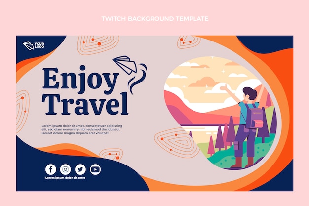 Flat Design Travel Twitch Background – Free Download