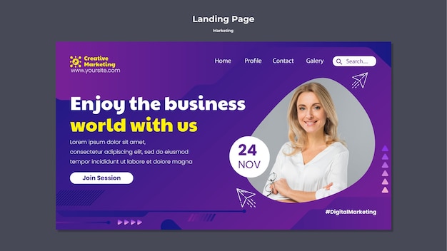 Gradient Marketing Landing Page Template Design – Free Download