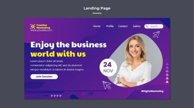 Gradient Marketing Landing Page Template Design – Free Download