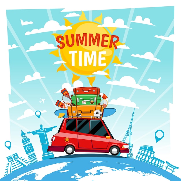 Summer Car Vacation Poster – Free Download, Free Stock Photo