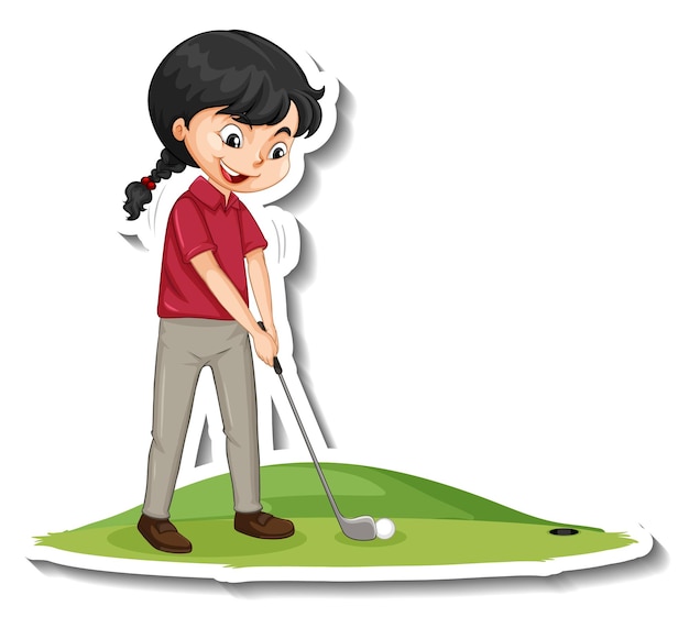 Girl Playing Golf Cartoon Character Sticker – Free Stock Photo, Download for Free