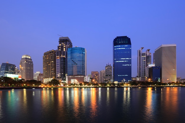 Modern Business Area at Twilight in Bangkok, Thailand – Free Download