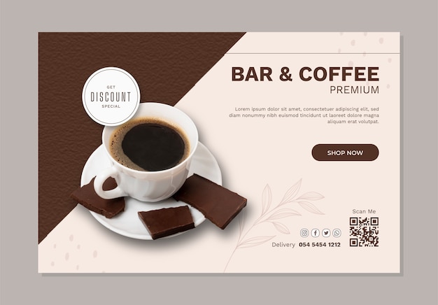 Coffee Shop Sale Background in Flat Design – Free Download