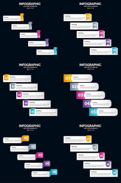 5 Steps Cycle Diagrams and Timelines Vector Infographics Pack – Free Download