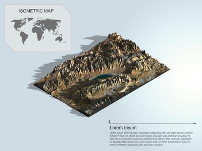 Isometric Map Virtual Terrain 3D for Infographic – Free Download