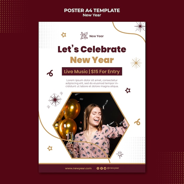 Festive New Year Vertical Print Template – Free to Download