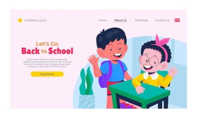 Back to School Season Flat Landing Page Template – Free Download