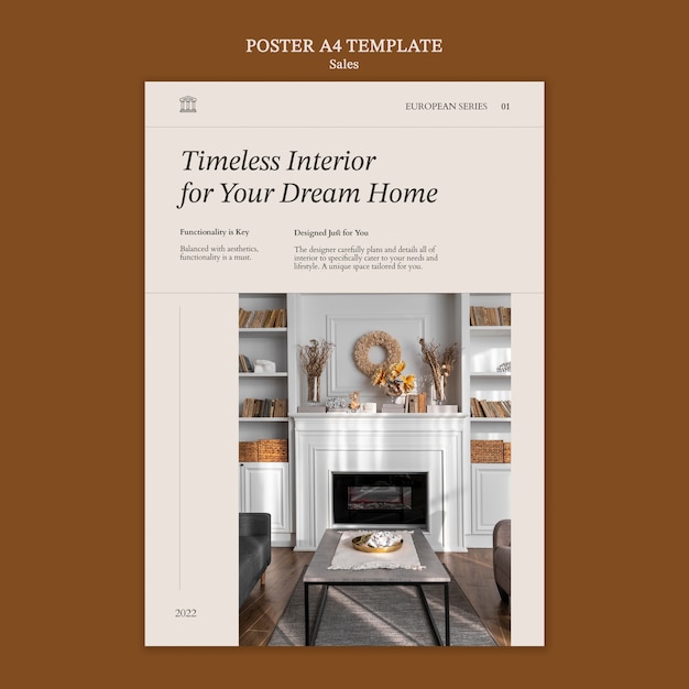 Interior Decor Sales Poster Template Featuring Stylish Furniture – Free Download