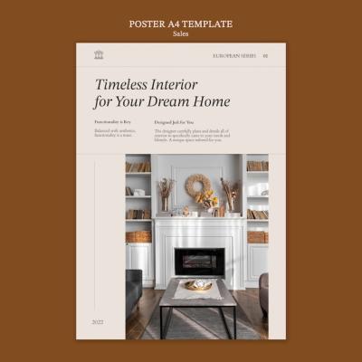 Interior Decor Sales Poster Template Featuring Stylish Furniture – Free Download