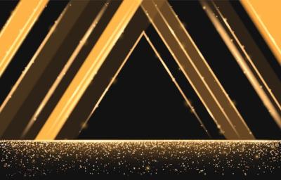 Award Stage Black Background with Gold Triangle – Free Download