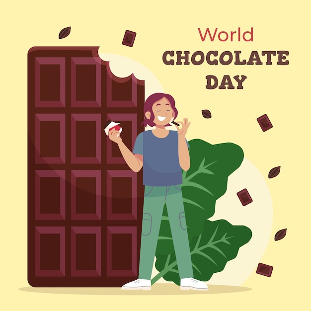 Chocolate Day Vector Illustration Featuring a Person Enjoying Chocolate – Free Download