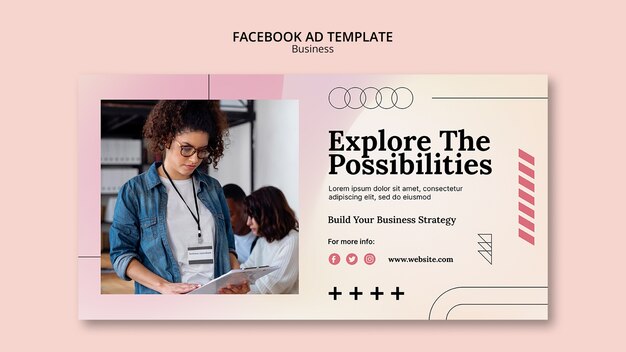 Flat Design Business Solution Facebook Template – Download Free Stock Photo