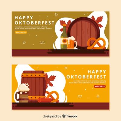 Oktoberfest Banner Templates in Flat Design – Free Download