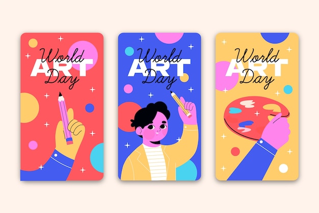 Flat World Art Day Instagram Stories Collection – Free Download