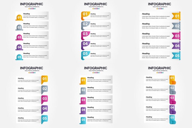 5 Steps Infographics Flat Design Set for Advertising Brochure, Flyer, and Magazine – Free Download