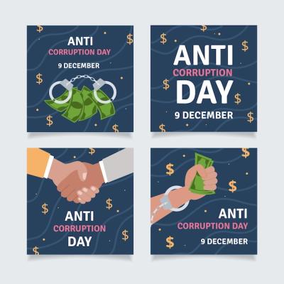 Hand Drawn Flat Anti Corruption Day Instagram Posts Collection – Free Download