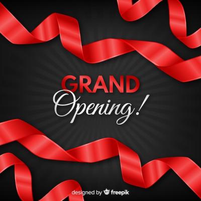 Red Ribbon Grand Opening Background Vector Template – Free Download