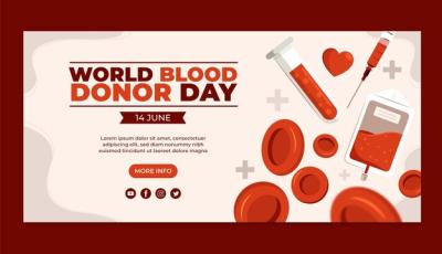 Flat Horizontal Banner Template for World Blood Donor Day – Free Download