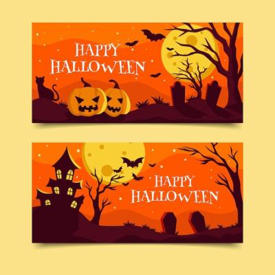 Halloween Banners Collection in Flat Design – Free Download