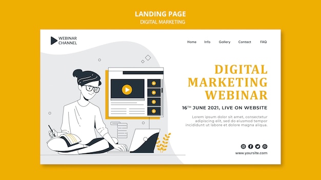 Illustrated Digital Marketing Web Template – Free Download