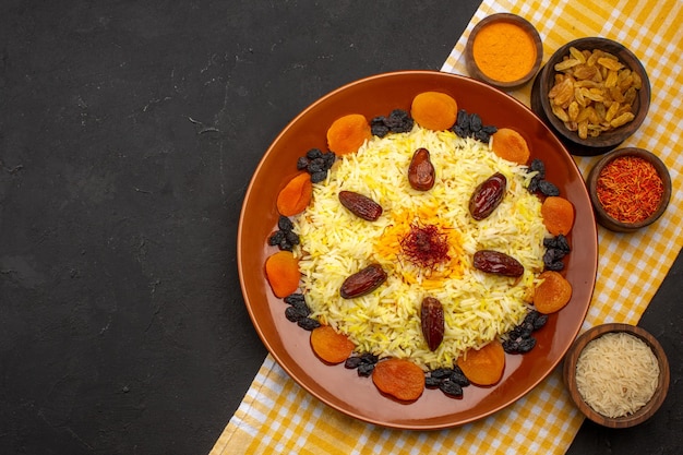 Delicious Top View Plov with Raisins – Free Stock Photo Download