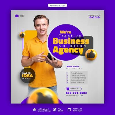 Corporate Social Media Banner and Instagram Post Template for Digital Marketing Agency – Free Download