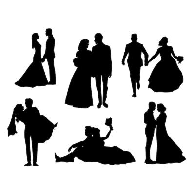 Hand Drawn Wedding Couple Silhouette – Free to Download