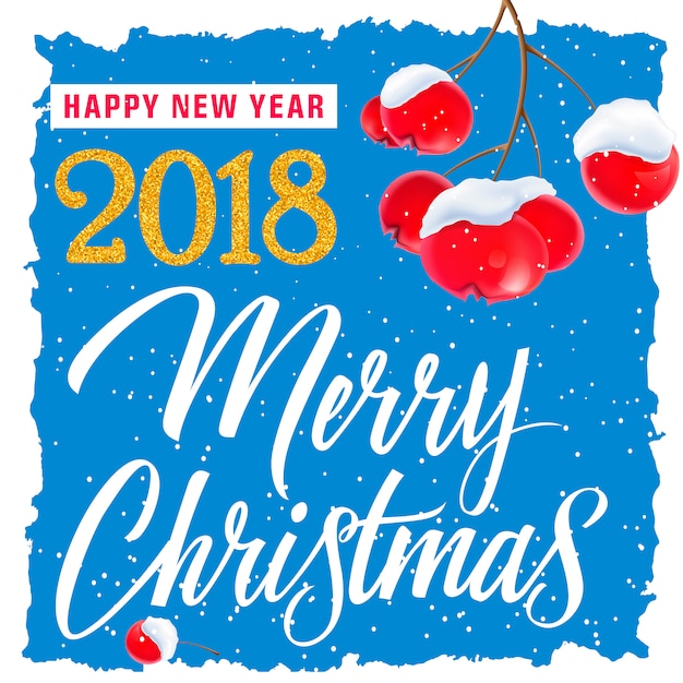 Christmas and New Year Poster with Berries – Free Download, Download Free Stock Photo