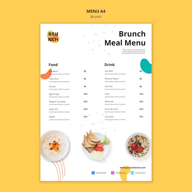 Brunch Theme Menu Template – Free Download