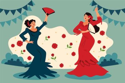 Flamenco Women Dancing Illustration – Free Download