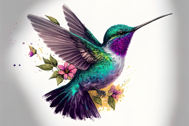 Vibrant Hummingbird Illustration – Free Download