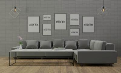 Poster Frame Mockup for Living Room – Free Download