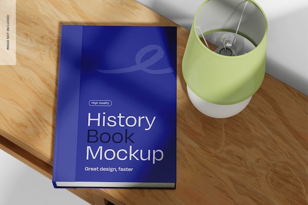 History Book on Wood Mockup Perspective – Free Download