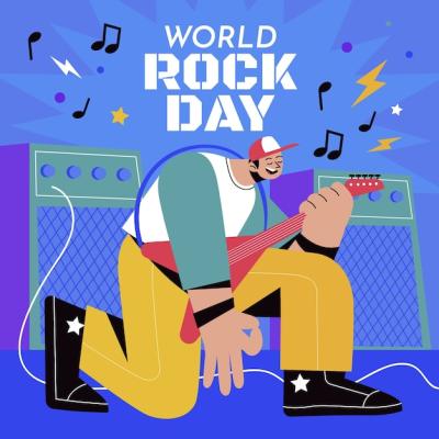 Flat Illustration for World Rock Day – Free Download