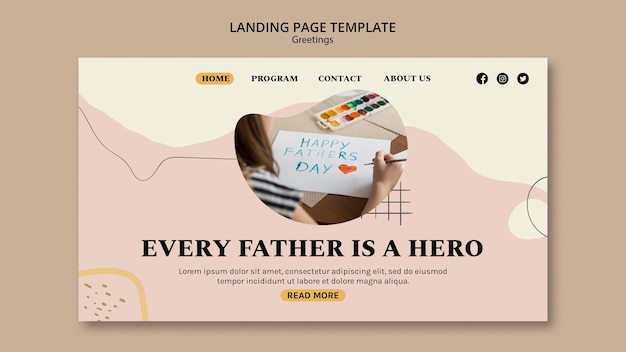 Hand Drawn Father’s Day Landing Page Template – Free Download