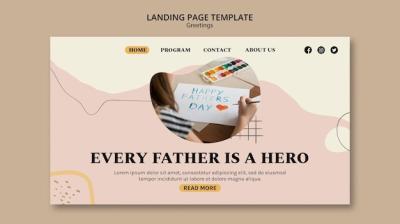 Hand Drawn Father’s Day Landing Page Template – Free Download