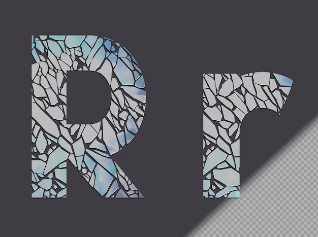 Letter R in Upper and Lower Case Made of Glass Shards – Free Download