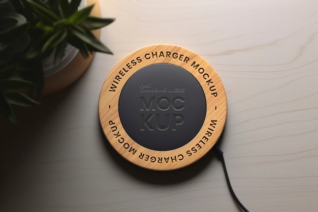 Natural Wireless Charger Texture Mockup – Free Download