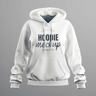 Realistic Front View PSD Woman Hoodie Mockup on Solid Color Background – Free Download