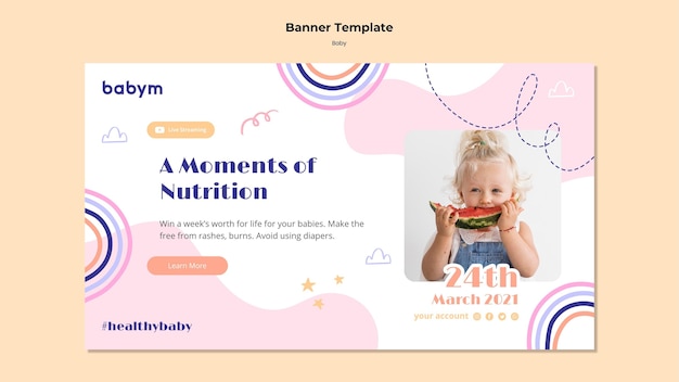 Horizontal Banner Template for Newborn Baby – Free Download