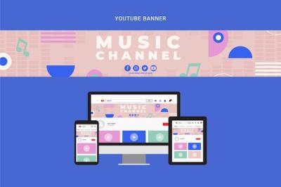 Flat Design YouTube Banner – Free Download