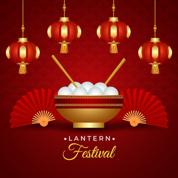 Stunning Gradient Lantern Festival Illustration – Free Download