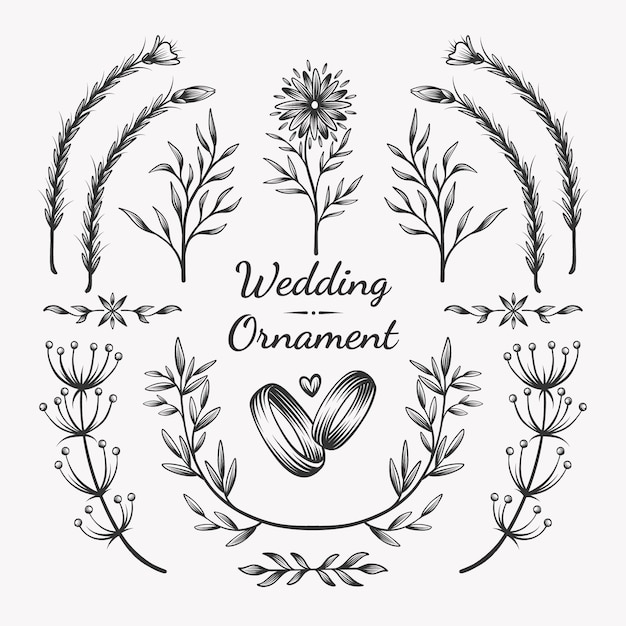 Hand Drawn Wedding Album Ornaments – Free to Download