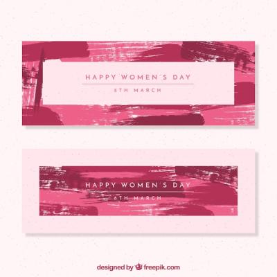 Happy Woman’s Day Banners with Brush Strokes – Free Download